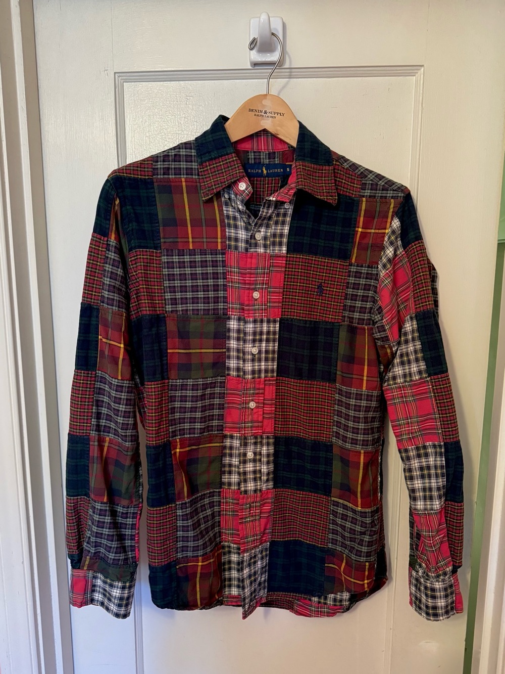 Polo by Ralph Lauren Red and Green Patchwork Plaid Button-Down Shirt